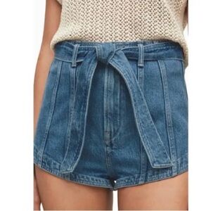 All saints Frankie high waisted belted denim shorts